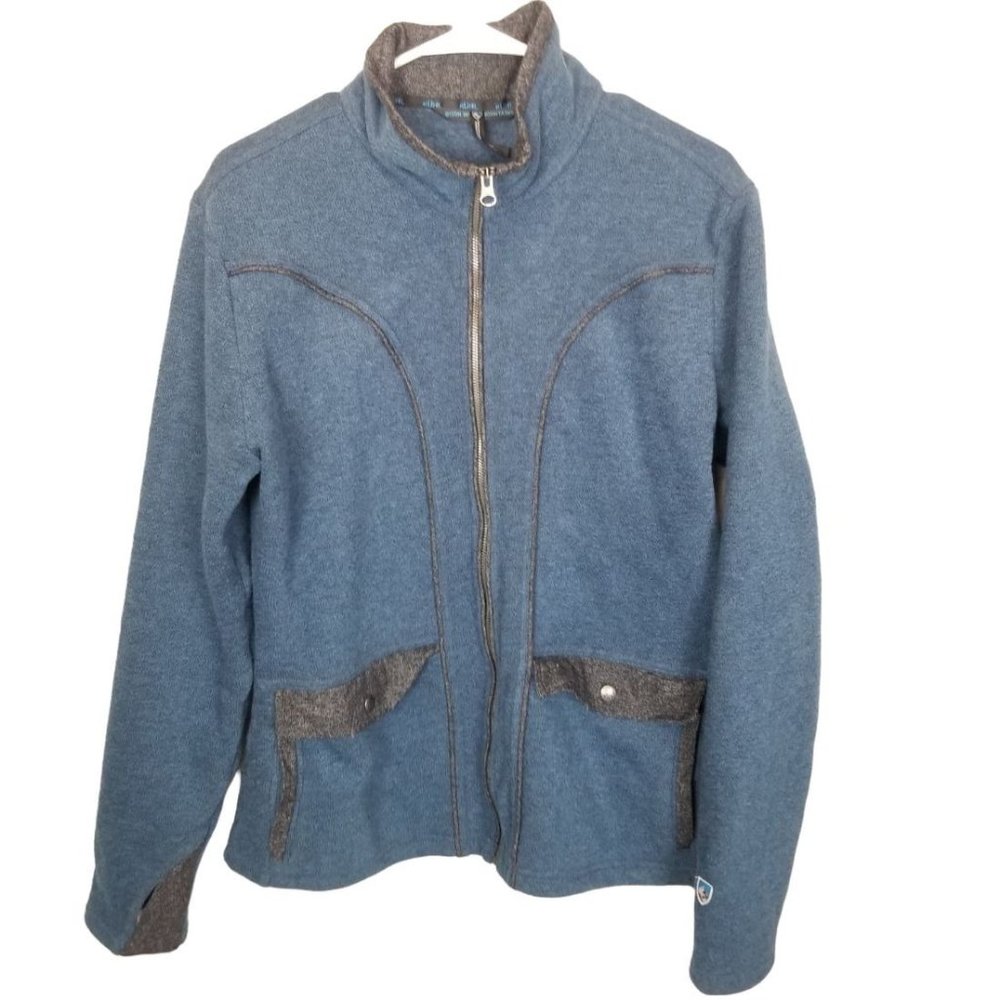 Kuhl Women's Blue Zip Front Jacket with Gray Trim